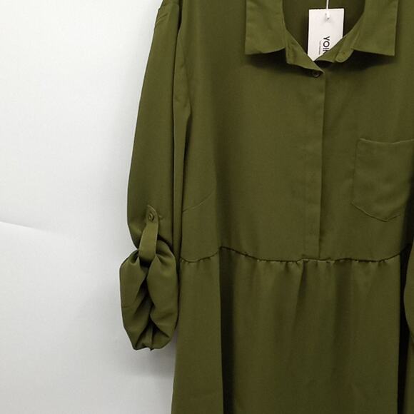 Yoins Women's Olive Green Hi Low Adjustable Sleeves Top Size  3 XL - Picture 6 of 11